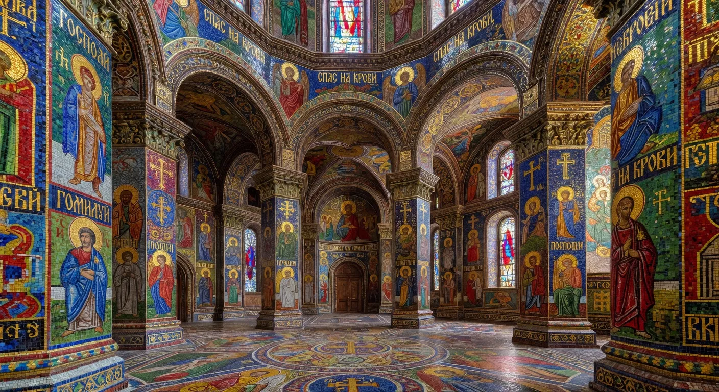Mosaiques interieures de l'eglise du Sauveur-sur-le-Sang-Verse a Saint-Petersbourg
