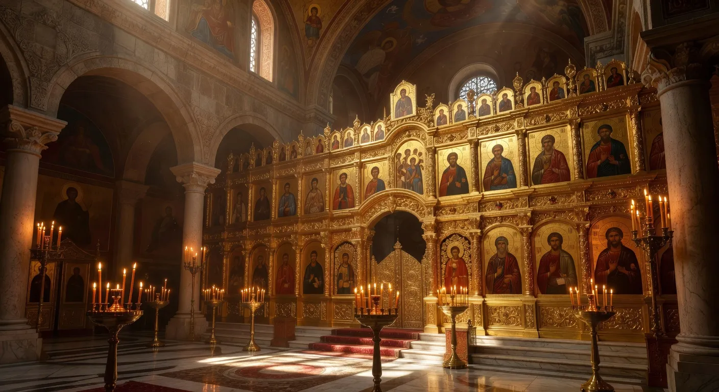 Fideles orthodoxes tenant des cierges allumes lors de la procession pascale dans la nuit de Paques