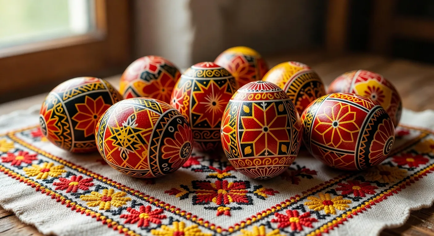 Panier pascal ukrainien avec pyssanky, paska et aliments traditionnels prets pour la benediction