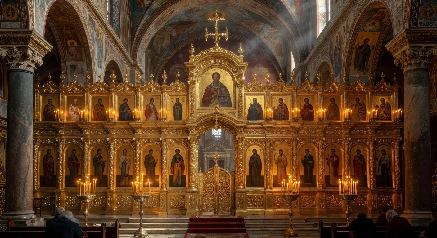 Eglise georgienne en pierre de taille avec coupole conique dans un paysage de montagne