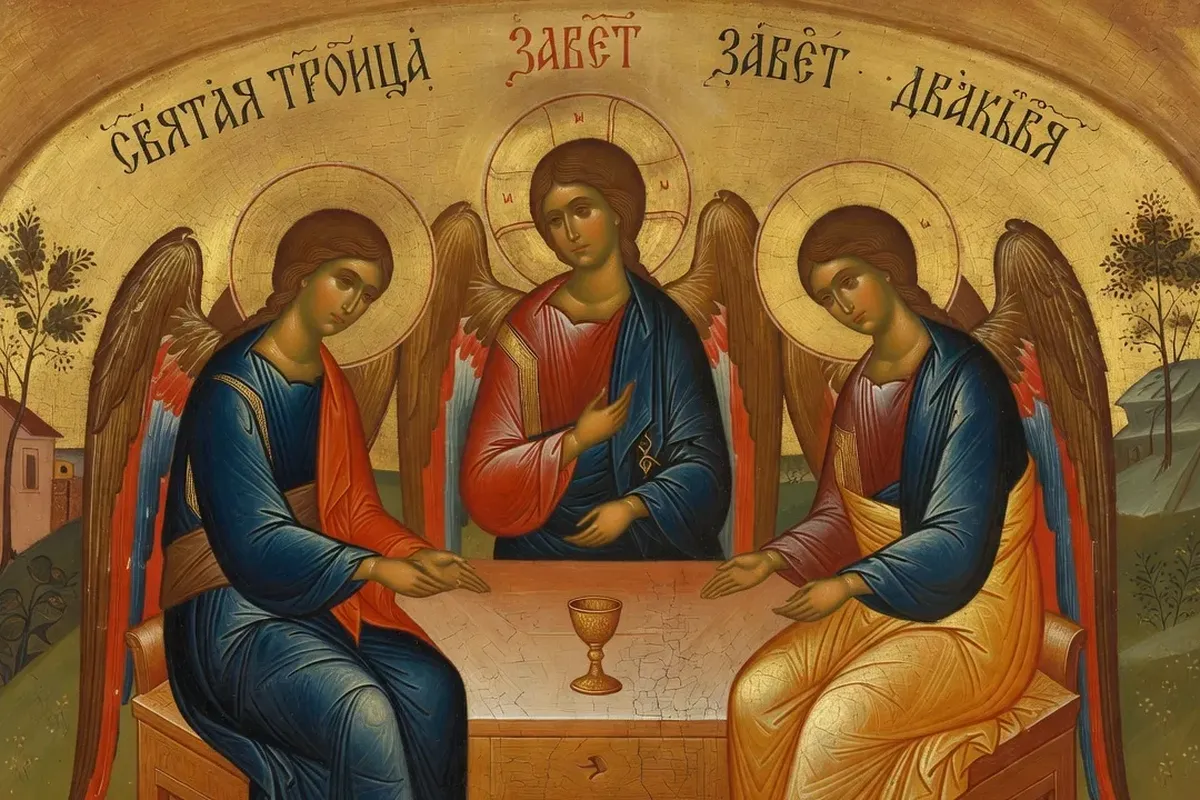 Détail d'une icône russe de la Mère de Dieu, fond doré, couleurs chaudes, style médiéval orthodoxe