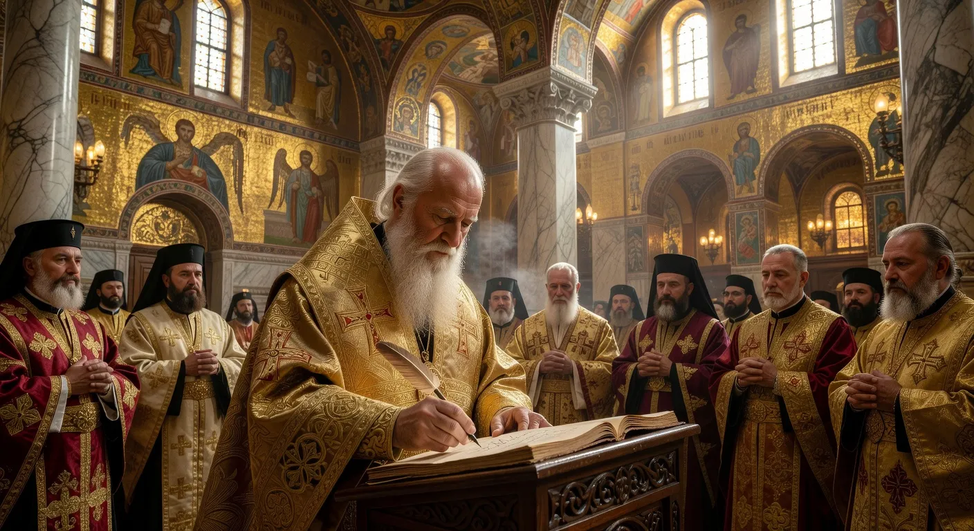 Cathedrale Saint-Michel-au-Dome-Dore de Kiev avec drapeaux ukrainiens