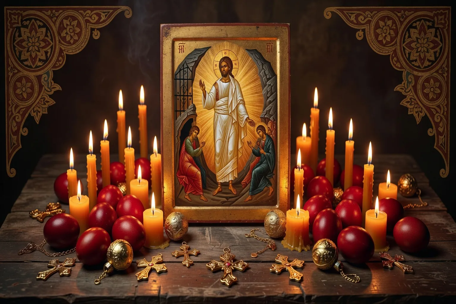 Calendrier orthodoxe avec icone de la Resurrection