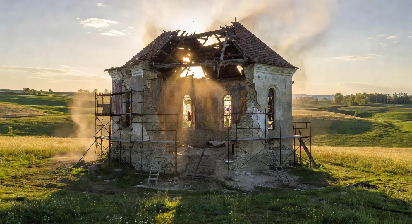 Eglise orthodoxe ukrainienne endommagee