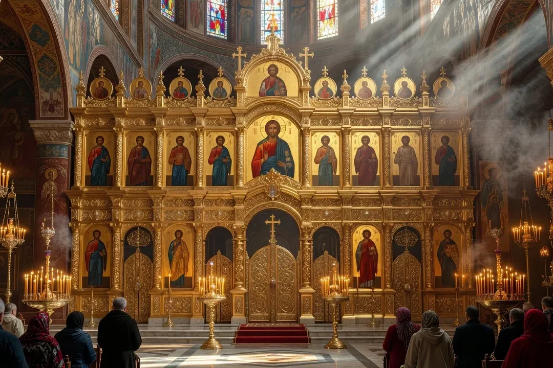 Icône byzantine du Christ enseignant le Notre Père aux apôtres, fond doré