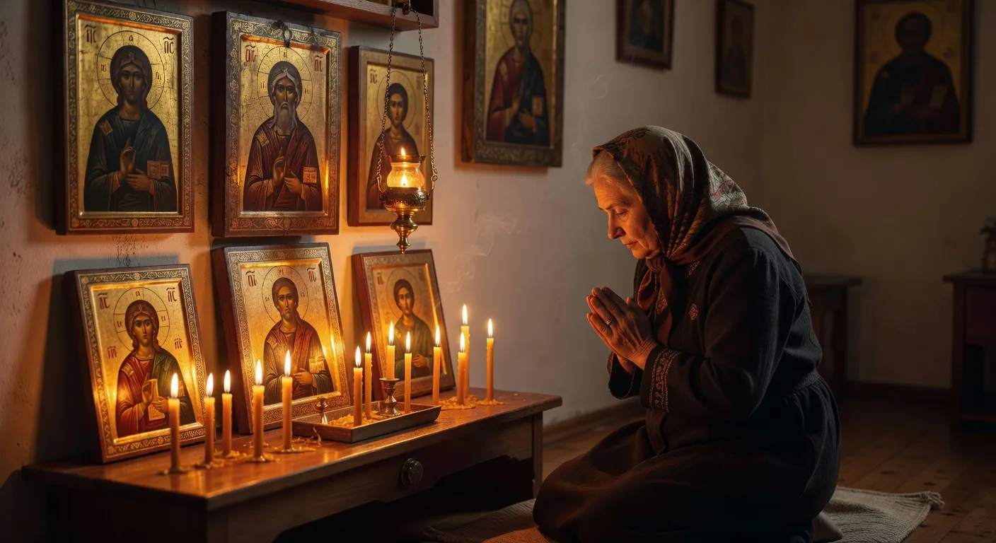 Coin de priere orthodoxe avec icones