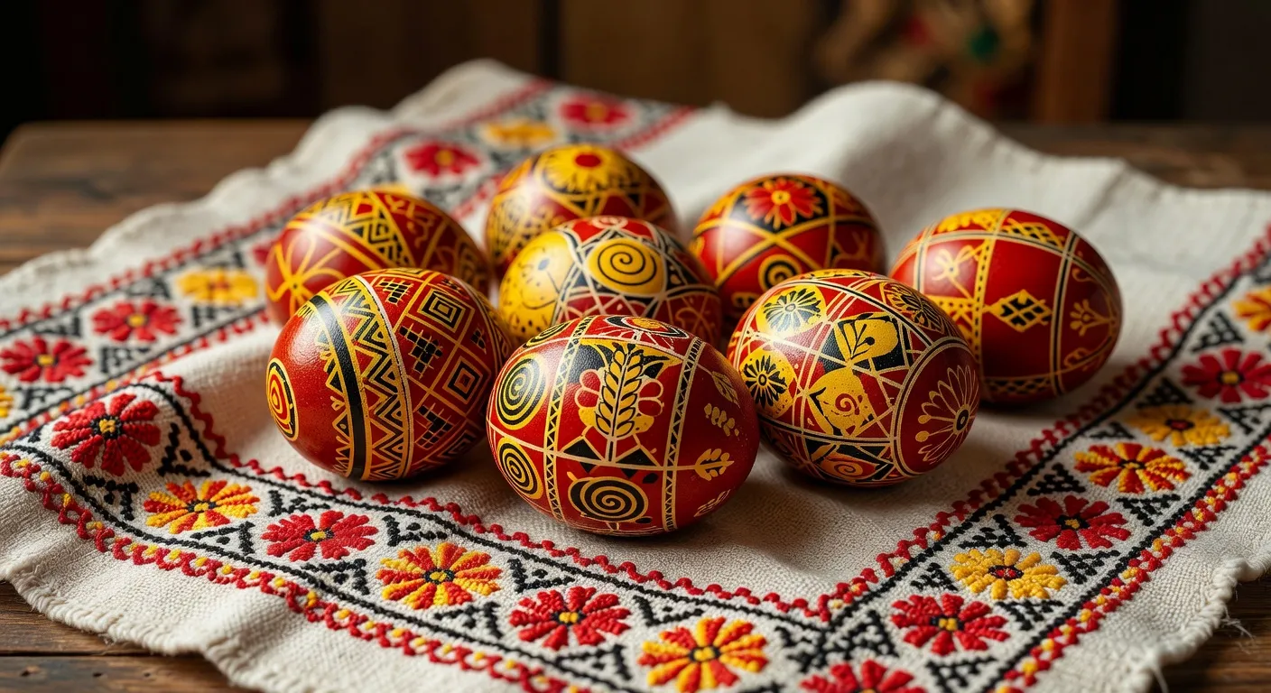 Pyssanky ukrainiennes aux motifs geometriques